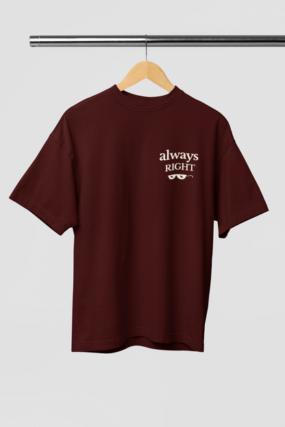 Right/Wrong Combo - Maroon/Off White Oversized Fit Unisex T-Shirt
