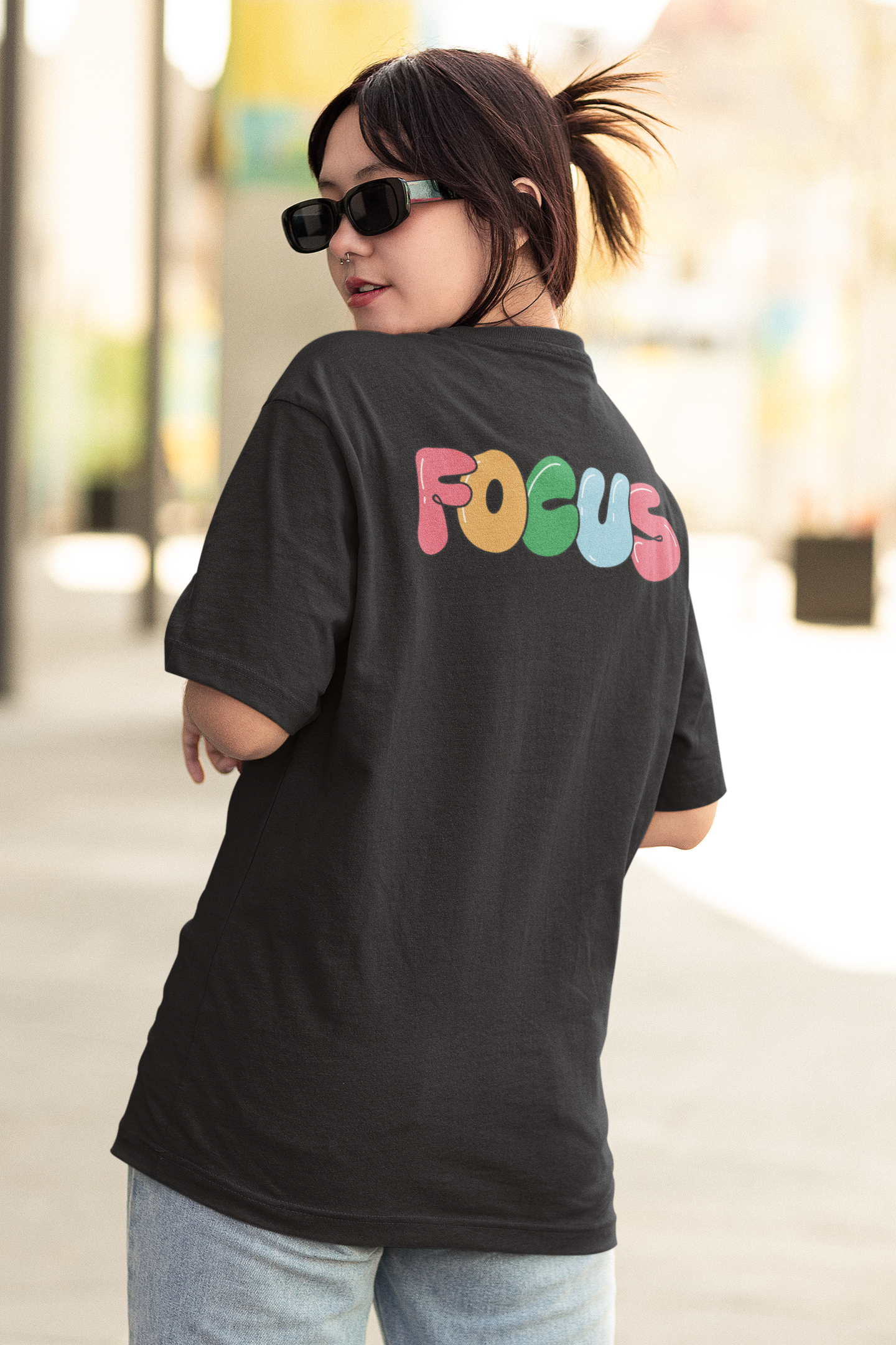 Focus Black Oversized Fit Unisex T-Shirt