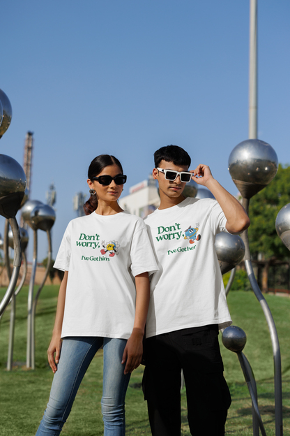 I got him/her Combo T-shirts - White Oversized Fit Unisex T-Shirt