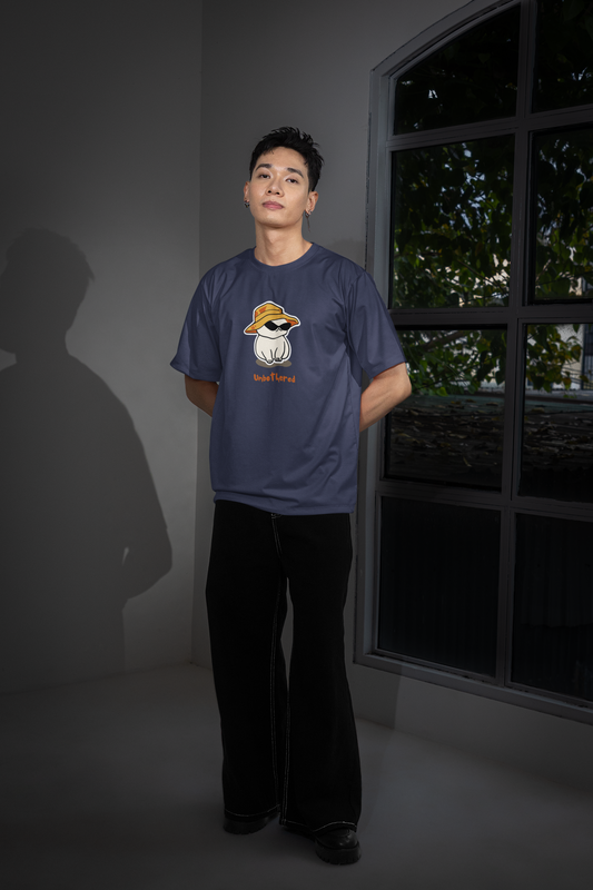 Unbothered Navy Blue Oversized Fit Unisex T-Shirt