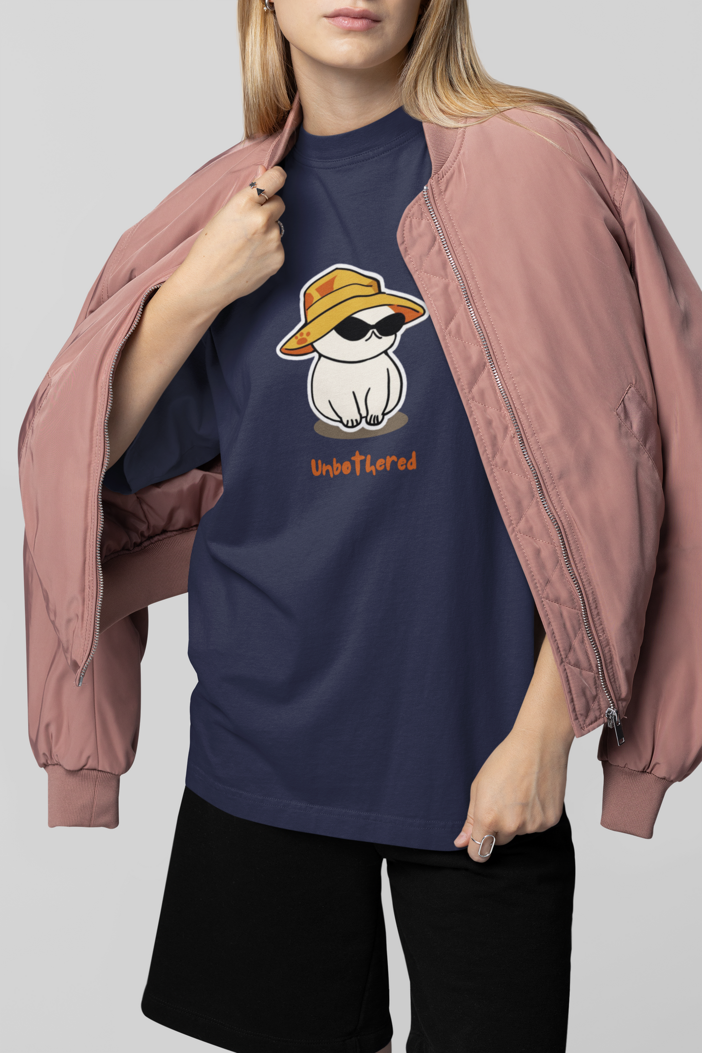 Unbothered Navy Blue Oversized Fit Unisex T-Shirt