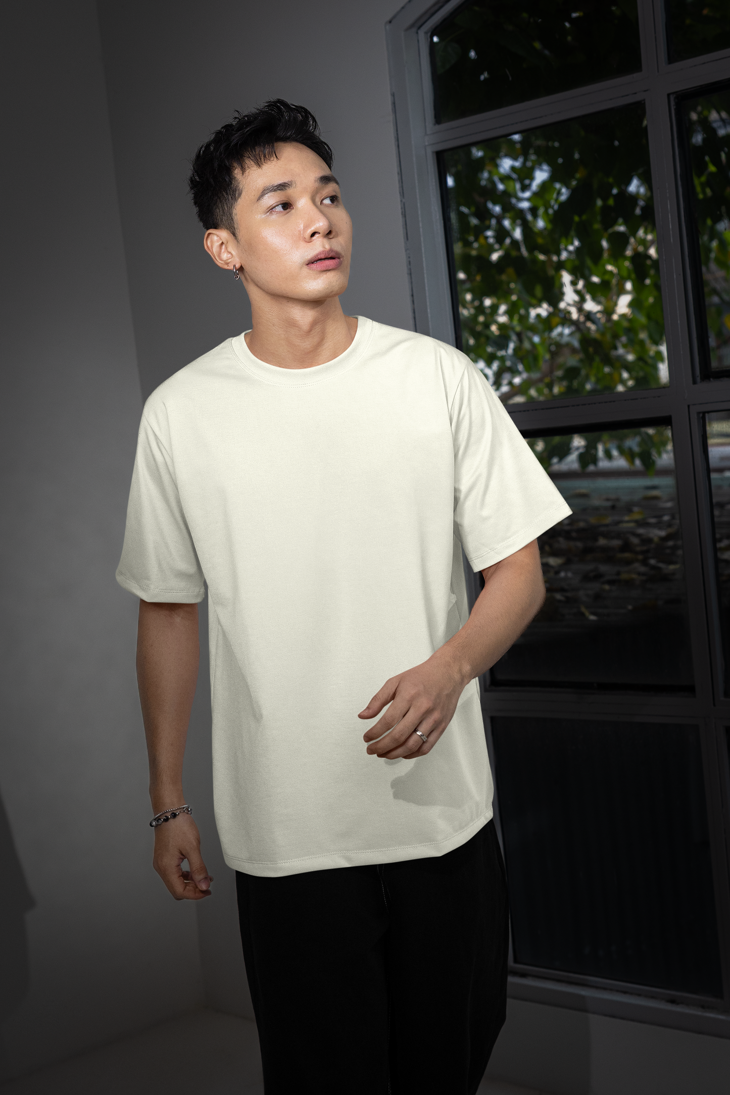 Off White Oversized Fit Unisex T-Shirt