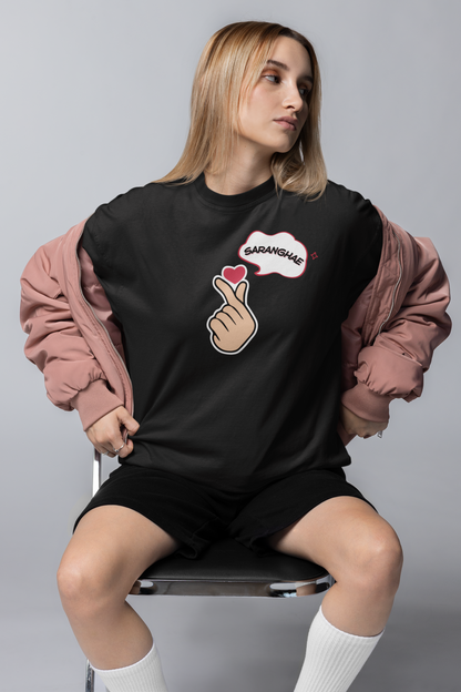 Saranghae Black Oversized Fit Unisex T-Shirt