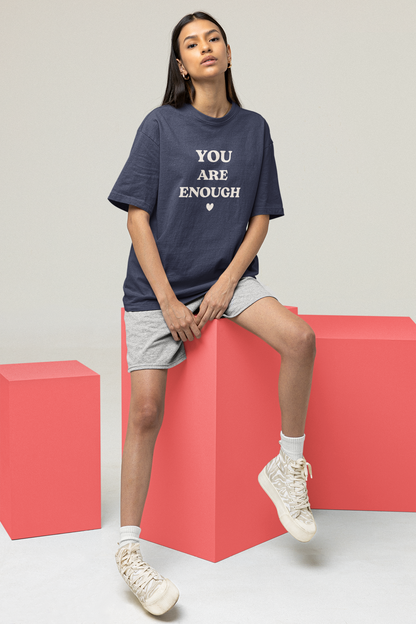 You Are Enough Navy Blue Oversized Fit Unisex T-Shirt