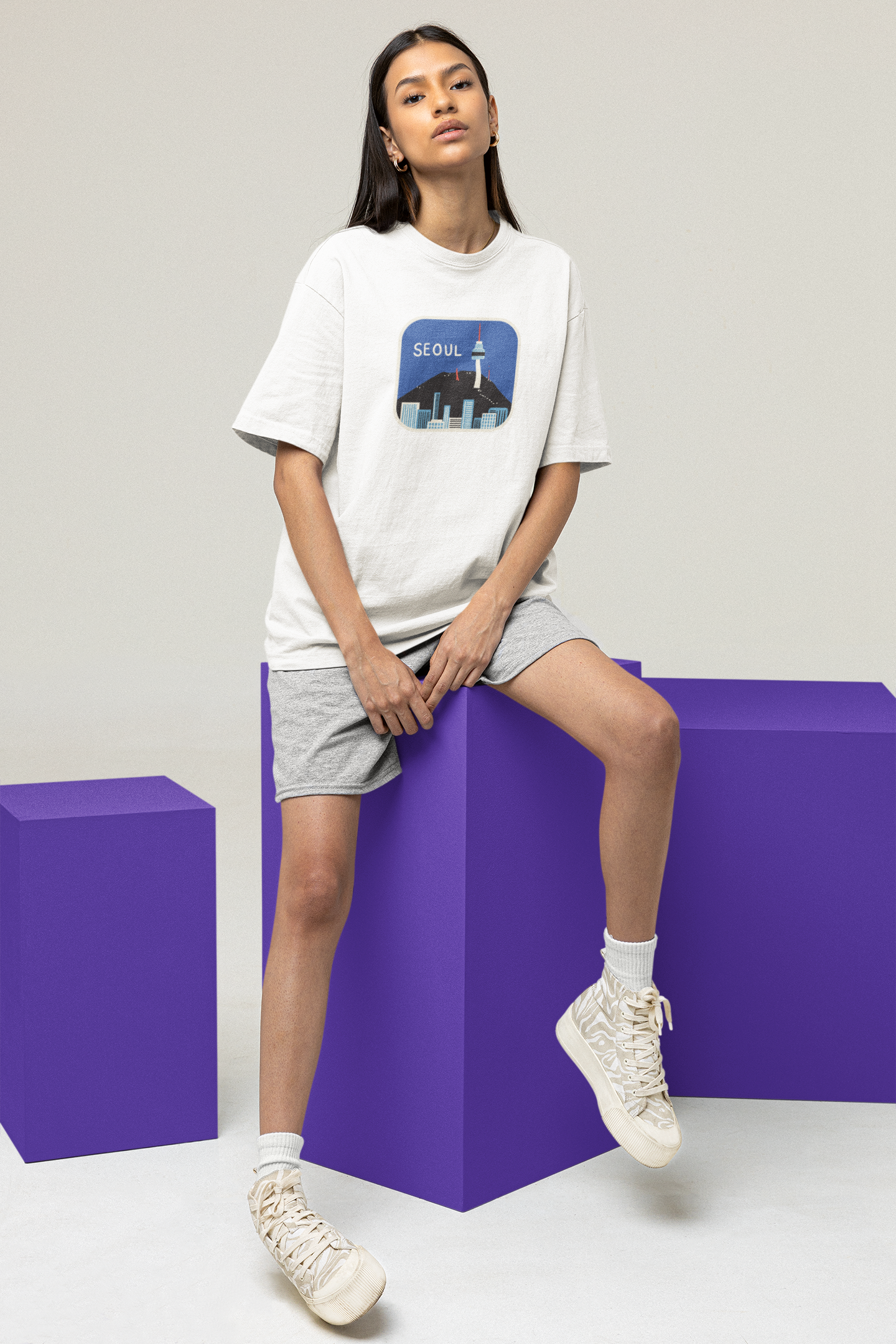 Seoul White Oversized Fit Unisex T-Shirt