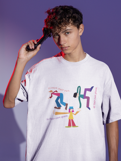 Space/Phase White Oversized Fit Unisex T-Shirt