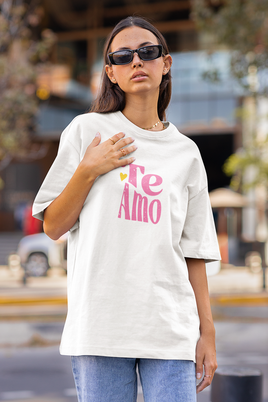 Te Amo White Oversized Fit Unisex T-Shirt