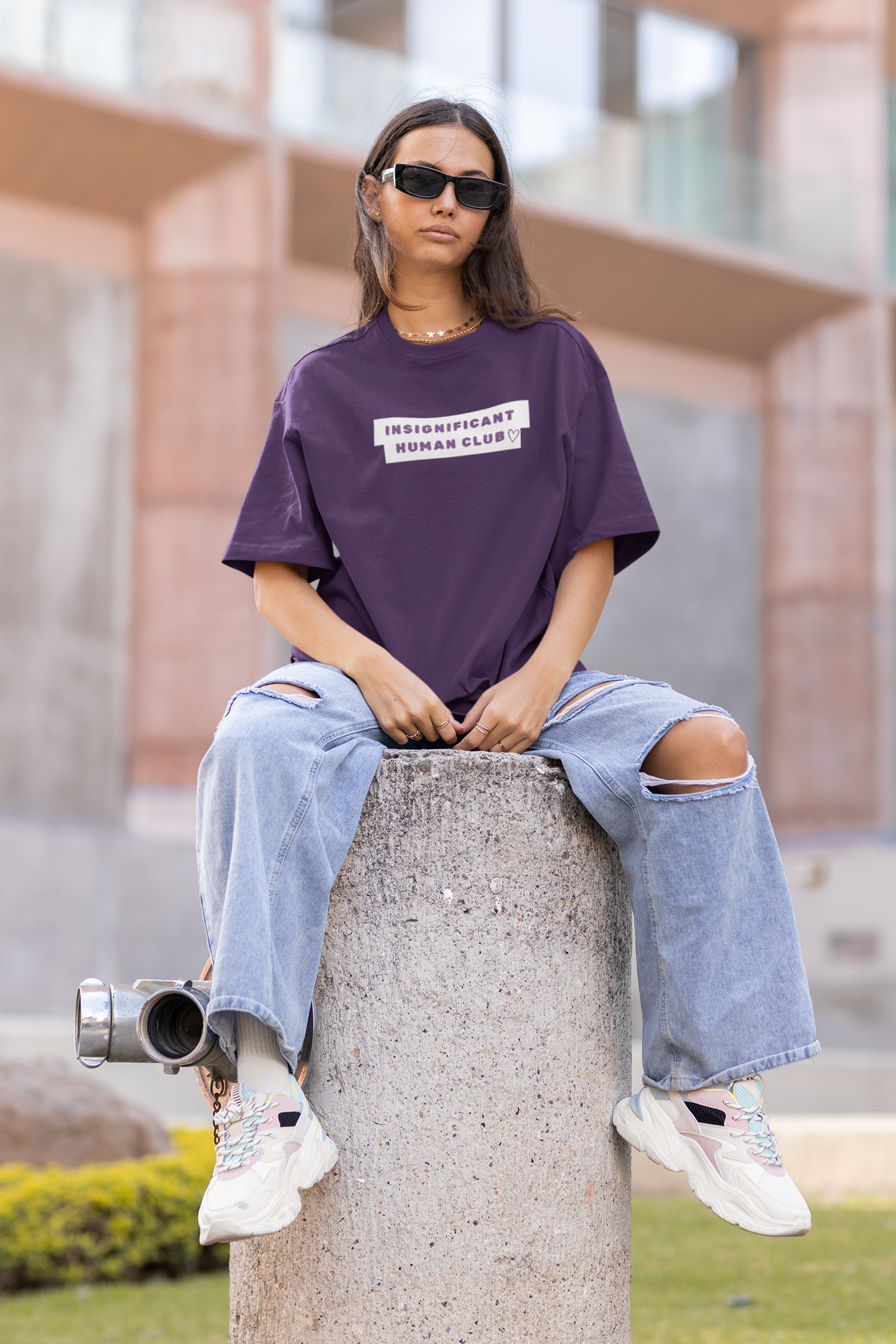 Insignificant Human Club Purple Oversized Fit Unisex T-Shirt