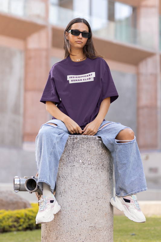 Insignificant Human Club Purple Oversized Fit Unisex T-Shirt