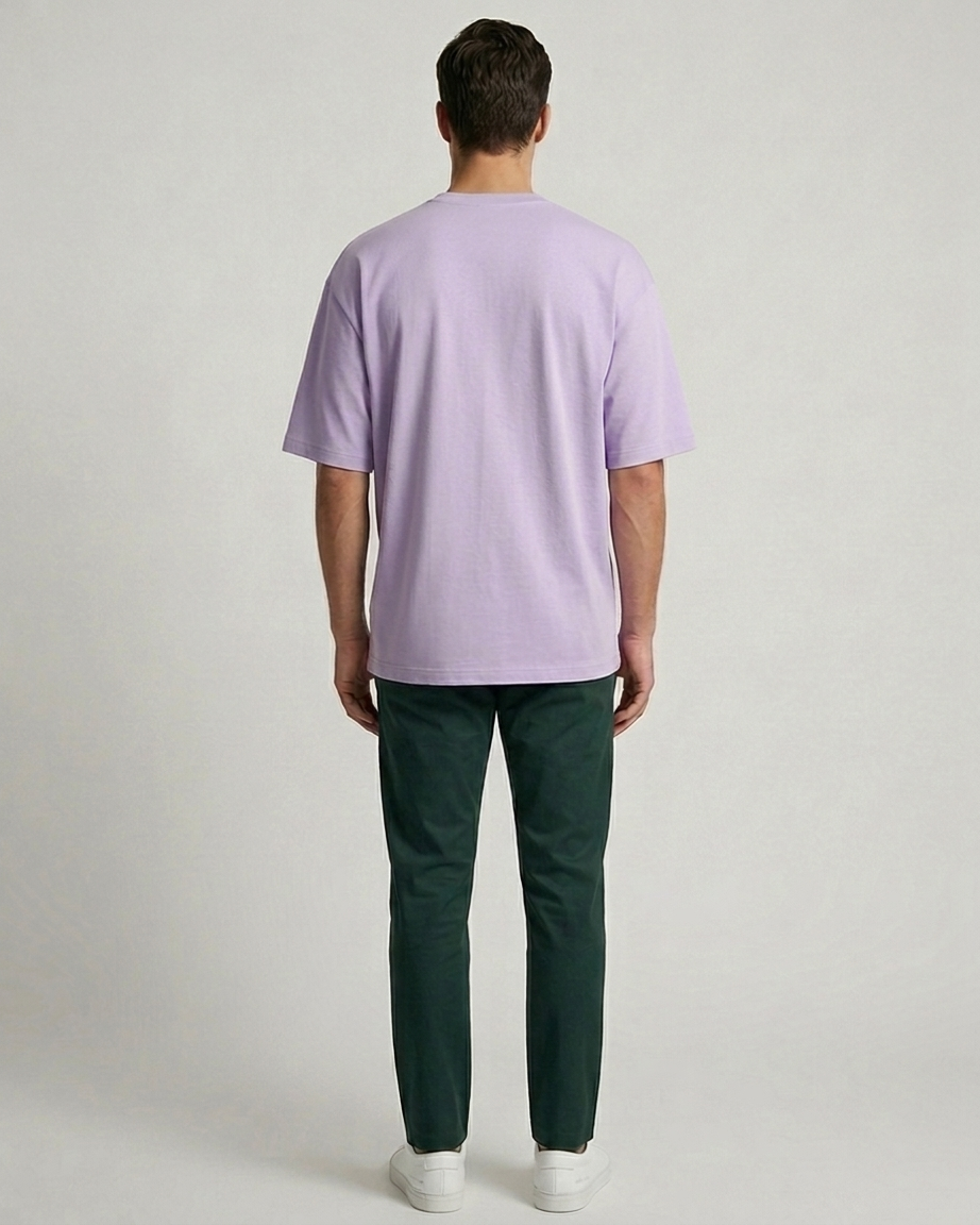 Lavender Oversized French Terry Cotton T-Shirt