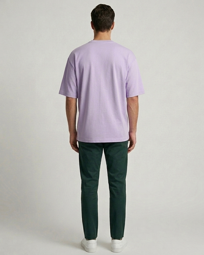 Lavender Oversized French Terry Cotton T-Shirt