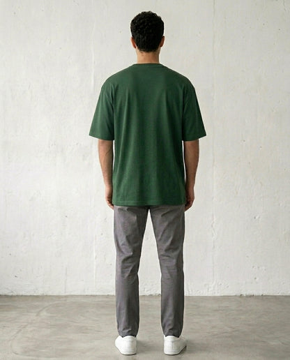 Bottle Green Oversized French Terry Cotton T-Shirt