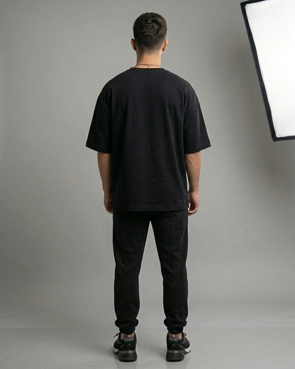 Black Oversized French Terry Cotton T-Shirt