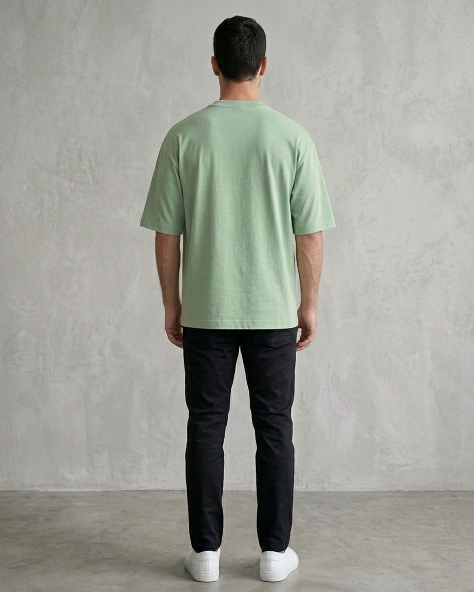 Jade Green Oversized French Terry Cotton T-Shirt