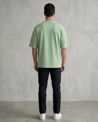 Jade Green Oversized French Terry Cotton T-Shirt