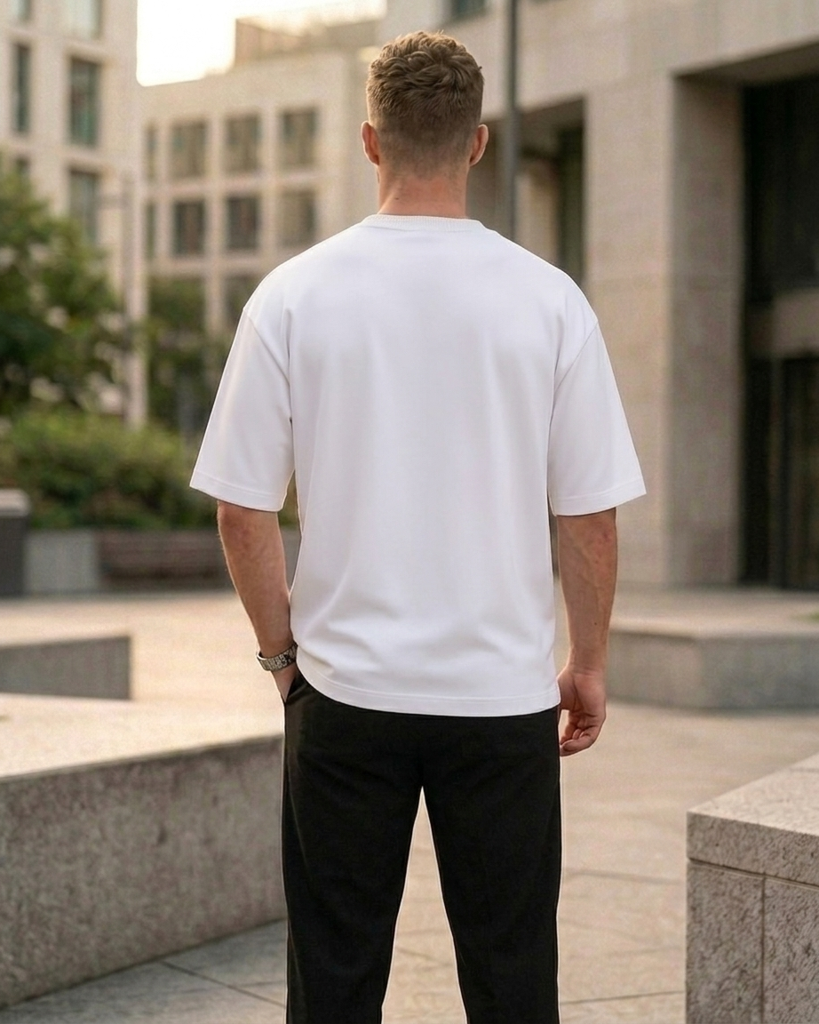 White Oversized French Terry Cotton T-Shirt