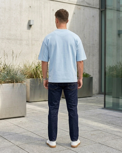 Baby Blue Oversized French Terry Cotton T-Shirt