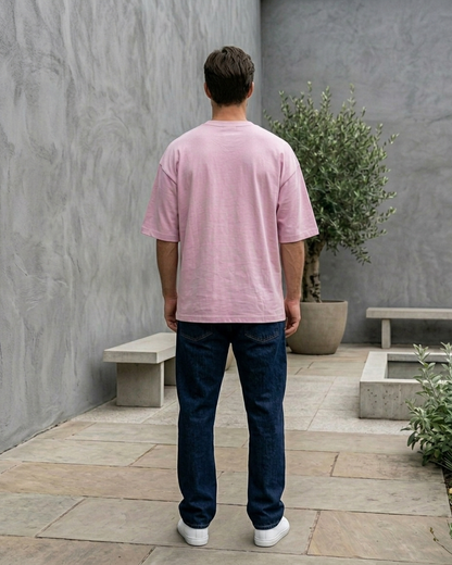 Baby Pink Oversized French Terry Cotton T-Shirt