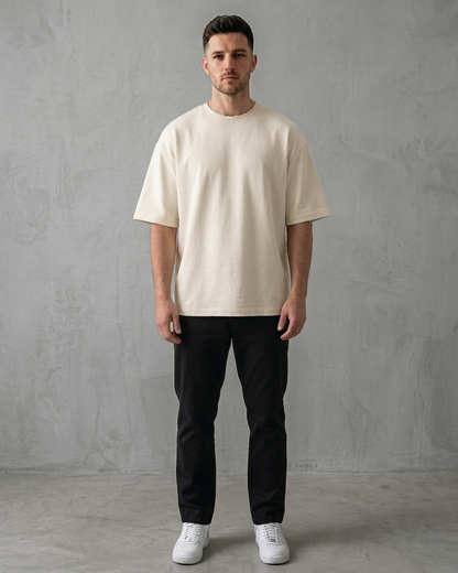 Off White Oversized French Terry Cotton T-Shirt