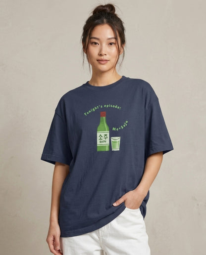 Me+Soju Navy Blue Oversized Fit Unisex T-Shirt