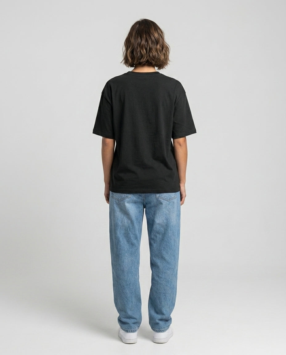 Emotionally Attached to Fictional Men Black Oversized Fit Unisex T-Shirt