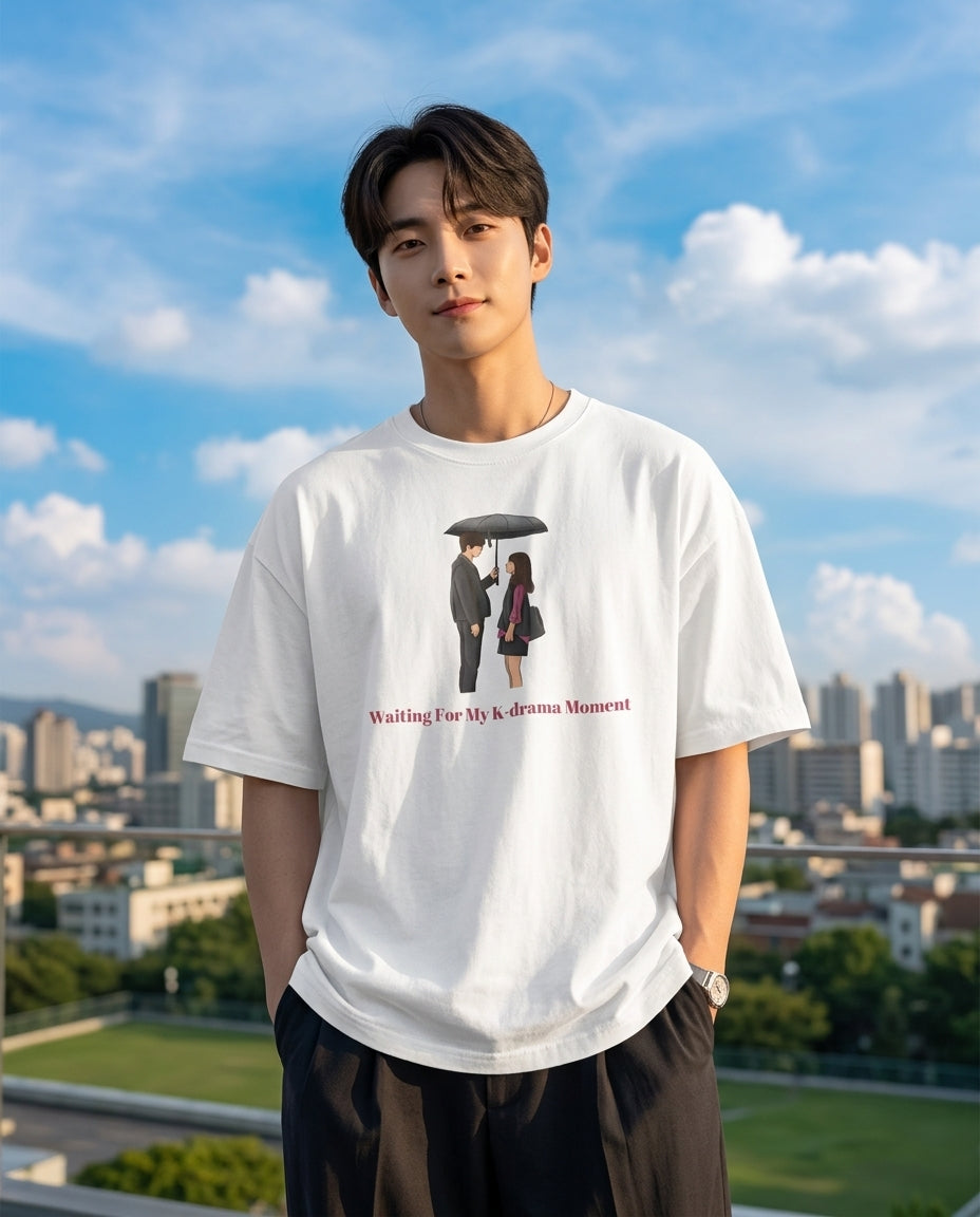 Waiting for my K-Drama Moment White Oversized Fit Unisex T-Shirt