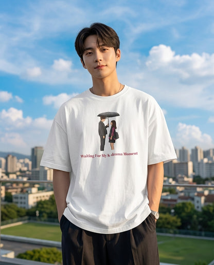 Waiting for my K-Drama Moment White Oversized Fit Unisex T-Shirt