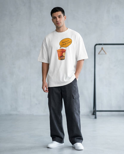 Running on Ramen & Romance White Oversized Fit Unisex T-Shirt