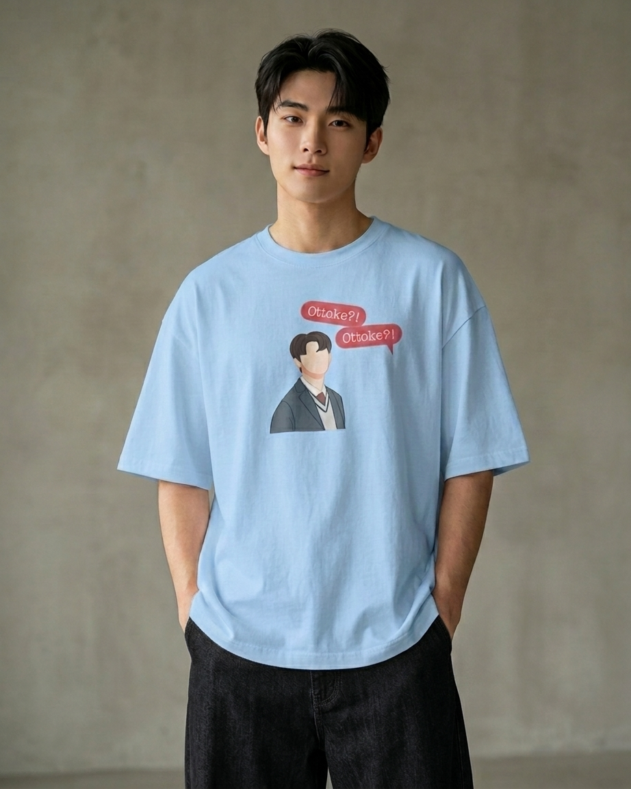 Ottoke Ottoke Baby Blue Oversized Fit Unisex T-Shirt