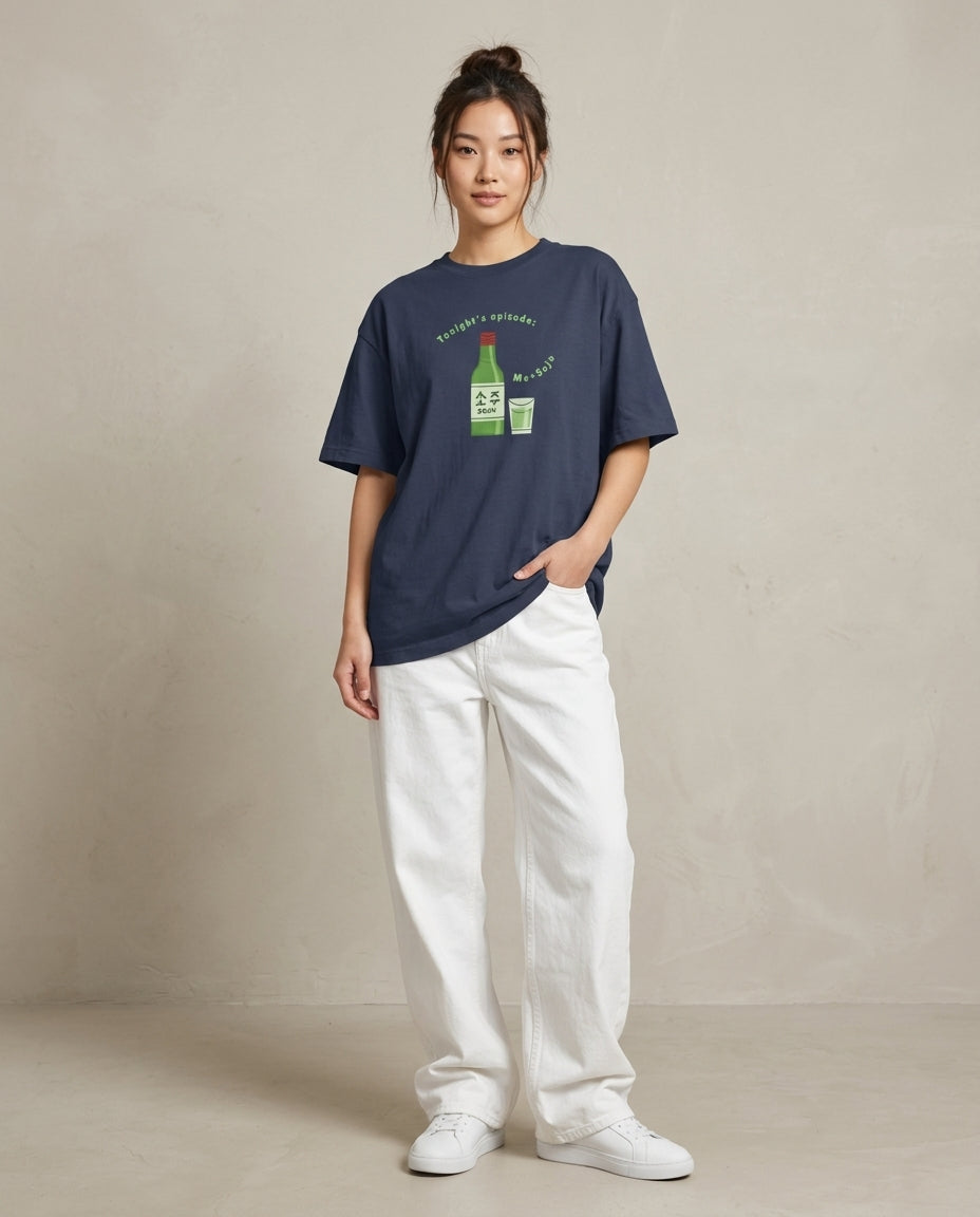 Me+Soju Navy Blue Oversized Fit Unisex T-Shirt