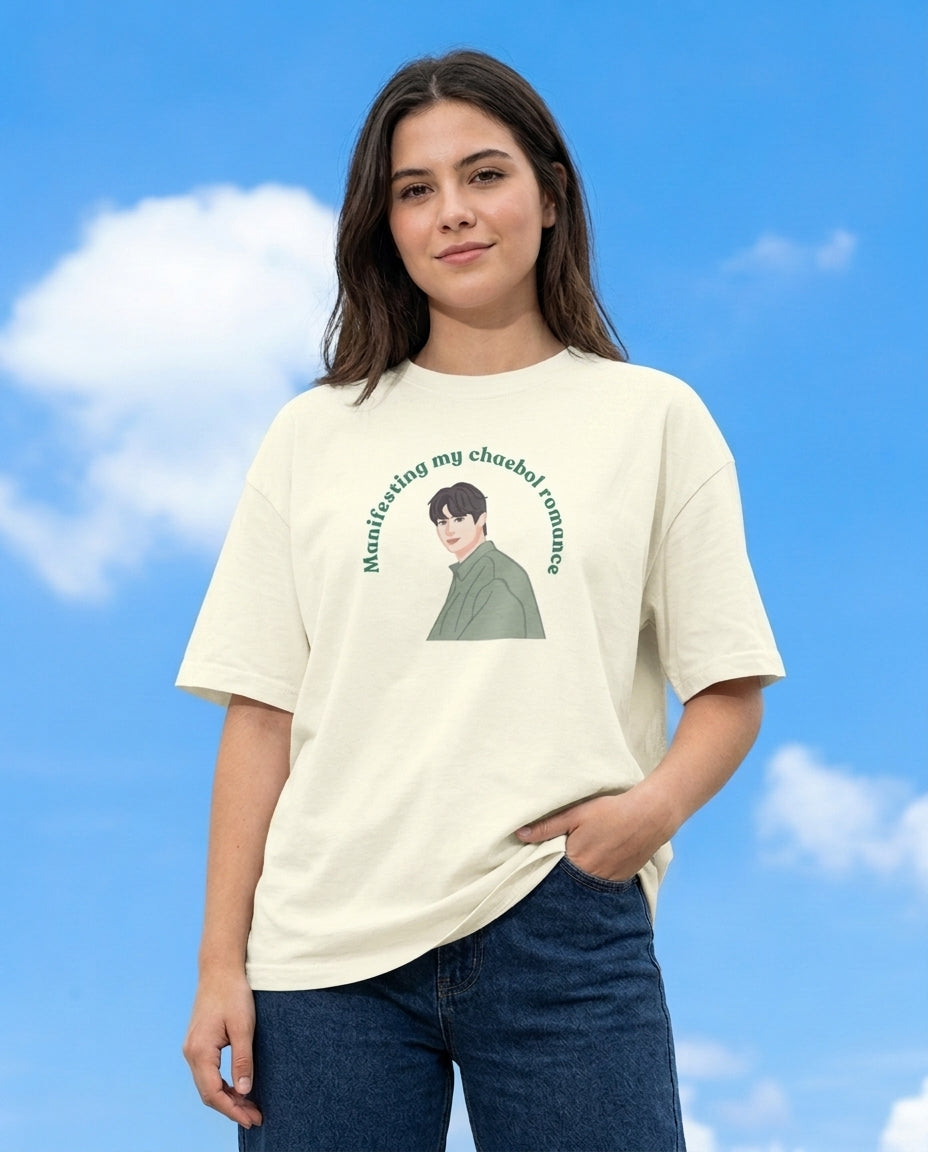 Manifesting my Chaebol Romance Off White Oversized Fit Unisex T-Shirt