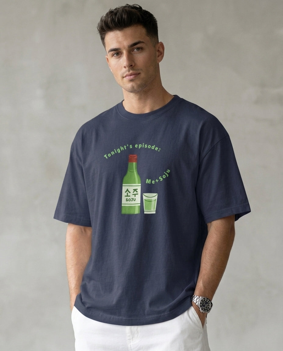 Me+Soju Navy Blue Oversized Fit Unisex T-Shirt