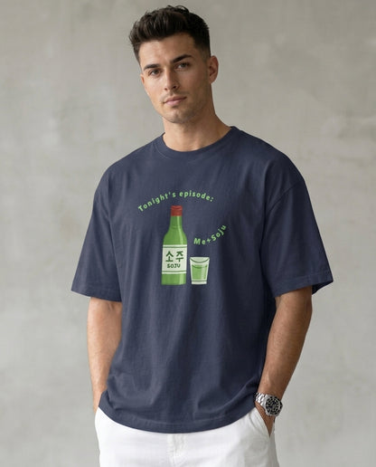 Me+Soju Navy Blue Oversized Fit Unisex T-Shirt
