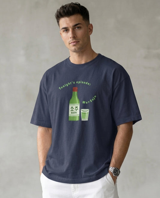 Me+Soju Navy Blue Oversized Fit Unisex T-Shirt