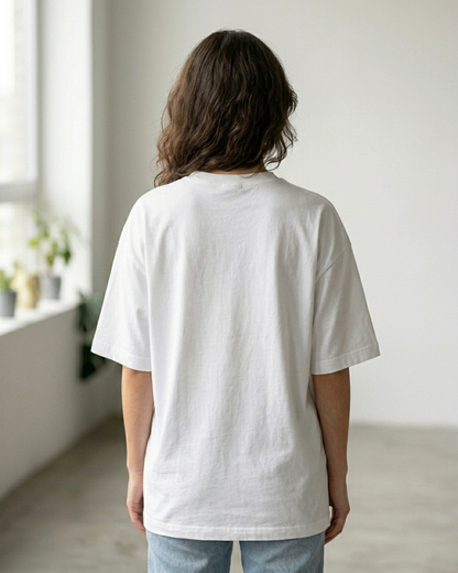 Running on Ramen & Romance White Oversized Fit Unisex T-Shirt