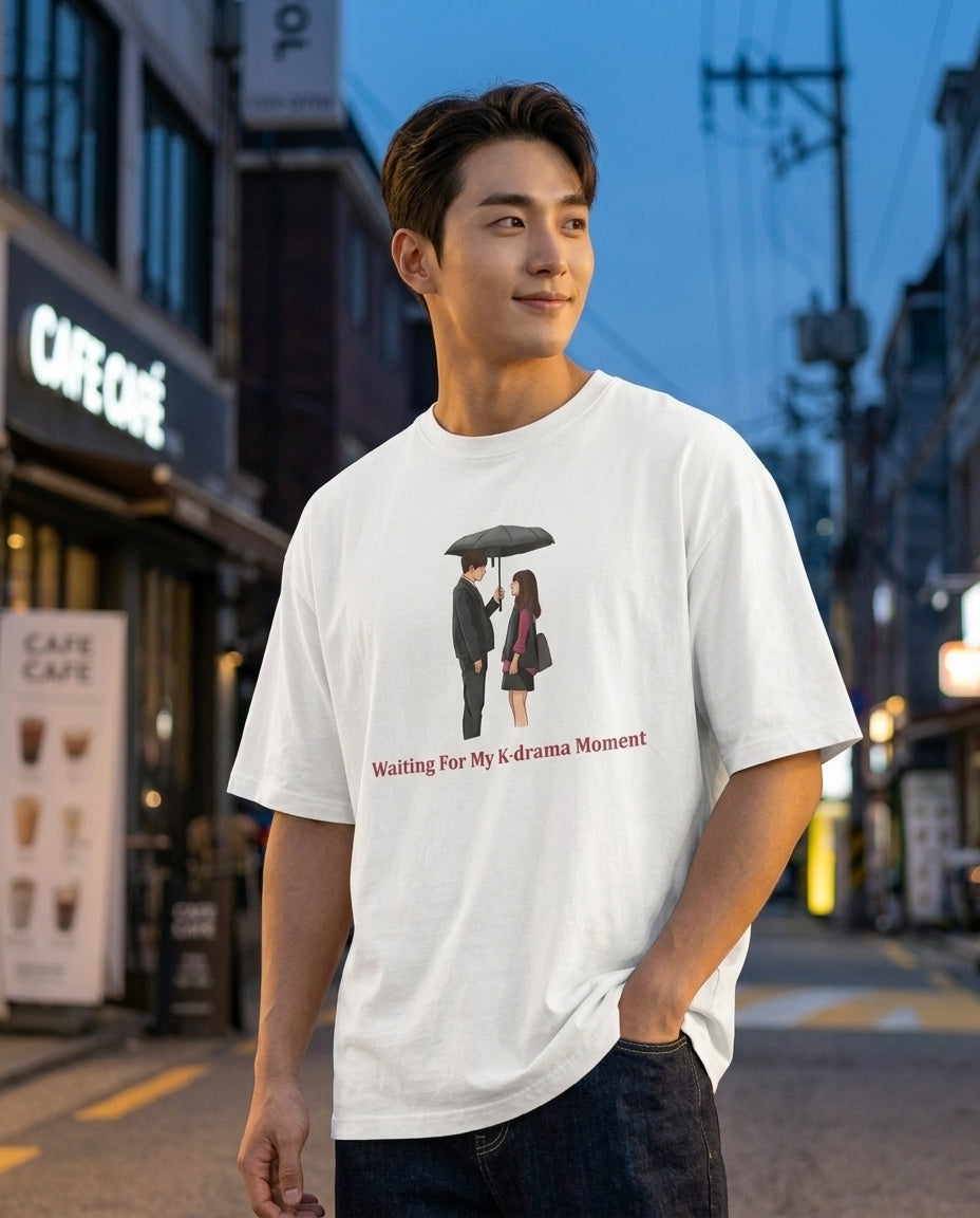 Waiting for my K-Drama Moment White Oversized Fit Unisex T-Shirt