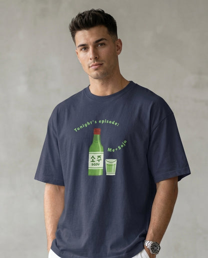 Me+Soju Navy Blue Oversized Fit Unisex T-Shirt