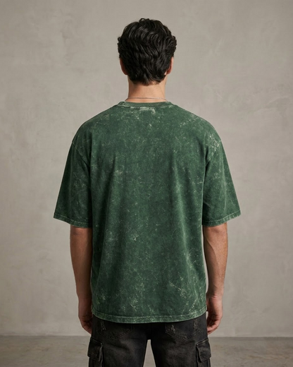 Bottle Green Oversized Acid Wash T-shirt