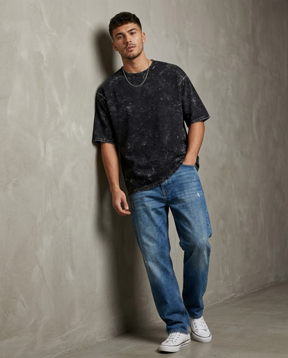 Black Oversized Acid Wash T-shirt