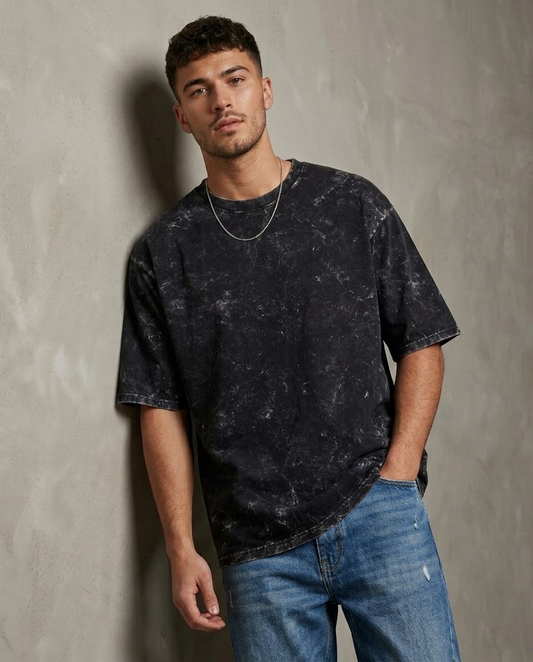 Black Oversized Acid Wash T-shirt