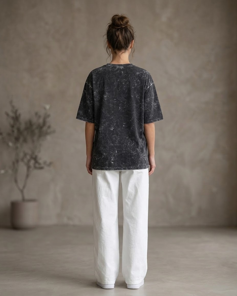 Black Oversized Acid Wash T-shirt