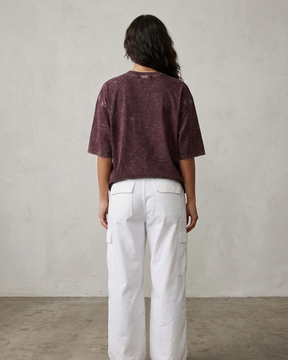 Maroon Oversized Acid Wash T-shirt