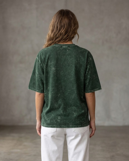 Bottle Green Oversized Acid Wash T-shirt