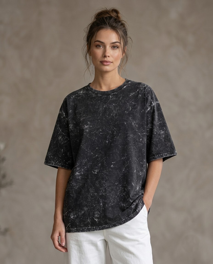 Black Oversized Acid Wash T-shirt