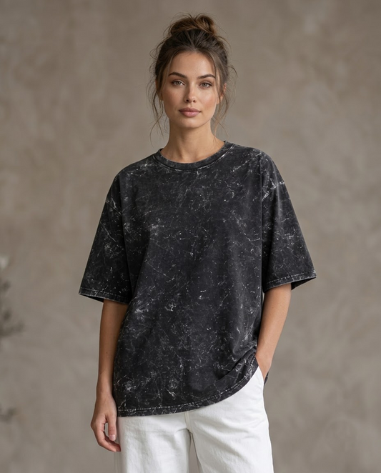 Black Oversized Acid Wash T-shirt