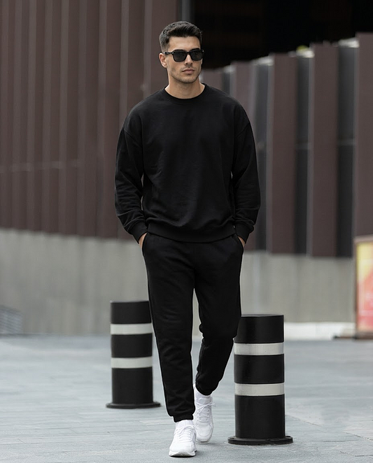 Solid Sweatshirt and Joggers Co-Ord Set for Men