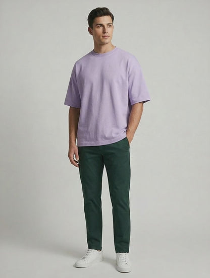 Lavender Oversized French Terry Cotton T-Shirt