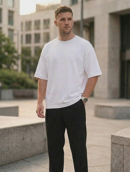 White Oversized French Terry Cotton T-Shirt