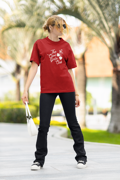 The Cool Girls Club Red Oversized Fit Unisex T-Shirt