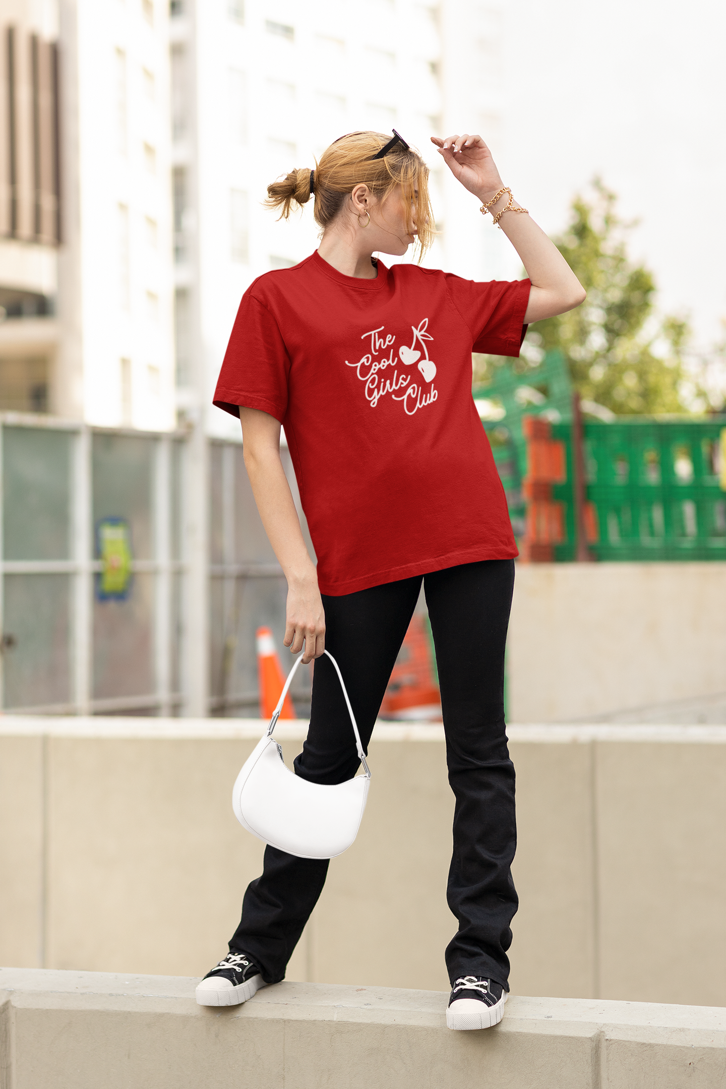 The Cool Girls Club Red Oversized Fit Unisex T-Shirt